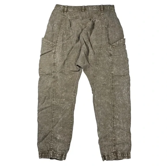 Free People Desert Daze Harem Pants Belted Button Front Olive Women's XS/2 - Picture 4 of 11